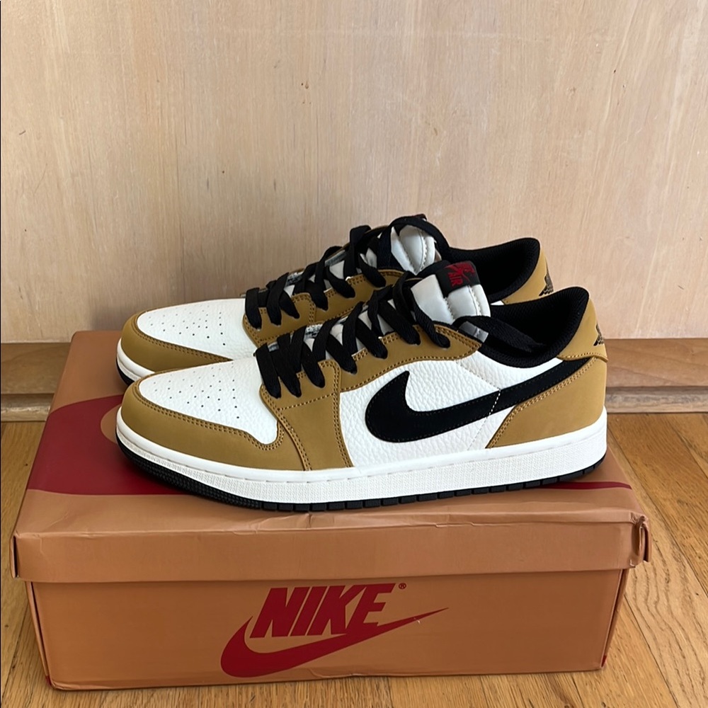 Nike Air Jordan 1 Low - White, Tan, and Black